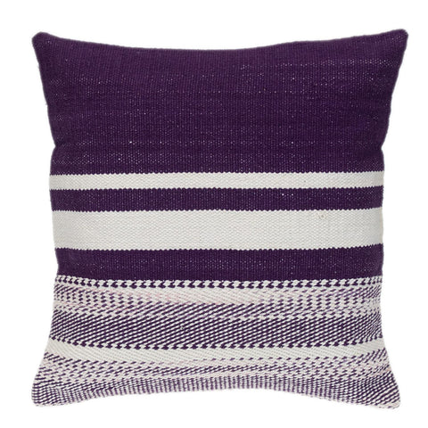 Parkland Collection Transitional Striped Purple Square 18" x 18" Pillow