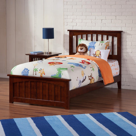 Atlantic Furniture AR8716034 Mission Traditional Bed with Matching Foot Board, Twin XL, Walnut