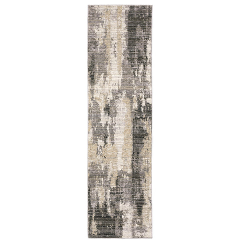 Oriental Weavers Nebulous Area Rug - 4151N - 2'3" x 7'6" - in Grey/Beige - Modern Style, Stain Resistant, Family and Pet Friendly, Entryway, Hallway Runner Rug