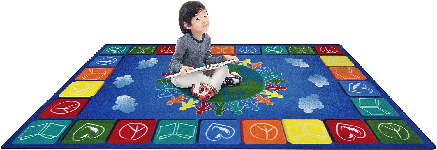 Peace Love Books 7Feet8Inch x 10Feet9Inch area rug in color Multi