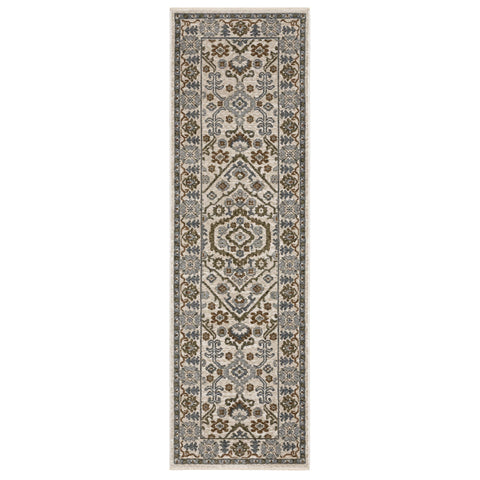 Oriental Weavers Hastings Area Rug - HA02I - 2'3" x 7'6" - in Ivory/Rust - Vintage Inspired, Stain Resistant, Family and Pet Friendly, Entryway, Hallway Runner Rug