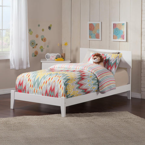 AFI, Orlando Twin Foundation Bed with Attachable USB Charger, White