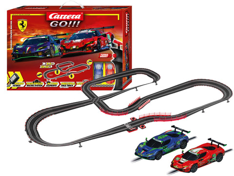 Carrera GO 62575 Ferrari Power Racing Electric Powered Slot Car Racing Kids Toy Race Track Set Includes 2 Hand Controllers and 2 Cars in 1:43 Scale