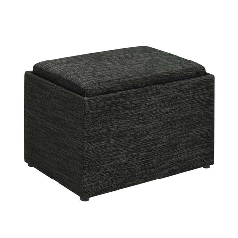 Convenience Concepts Designs4Comfort Accent Storage Ottoman 22.75" - Modern Foot Stool with Decorative Tray for Living Room, Dining Room, Office, Dark Charcoal Gray Fabric