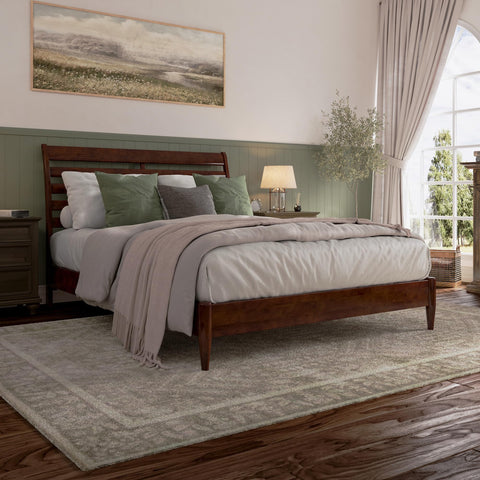 AFI, Savannah Queen Solid Wood Low Profile Platform Bed, Walnut