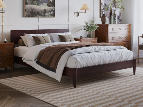 Aria Queen Solid Wood Modern Low Profile Platform Bed in Espresso