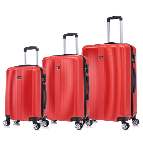 TUCCI Italy LUSTRIA 3PC Hardside Luggage Set (20", 24", 28") - Red