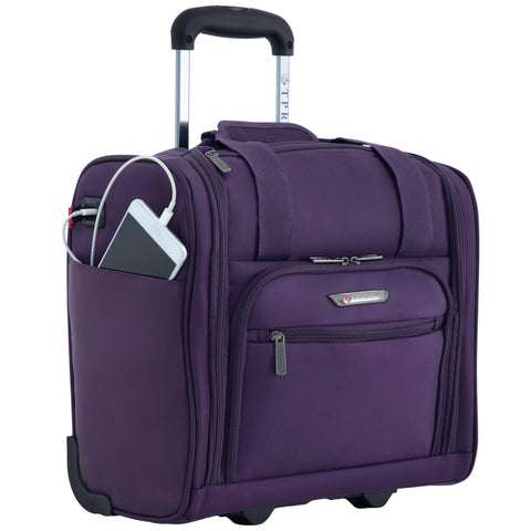 TPRC 15" Smart Under Seat Carry-On Luggage with USB Charging Port, Purple, One Size