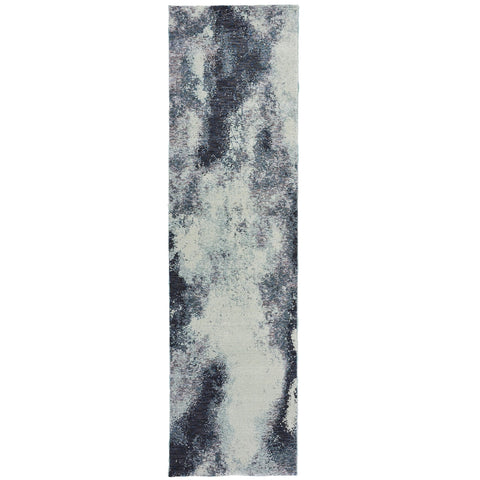 Oriental Weavers Evolution Area Rug - 8000B - 2'6" x 12' - in Navy/Ivory - Modern Style, Stain Resistant, Family and Pet Friendly, Entryway, Hallway Runner Rug