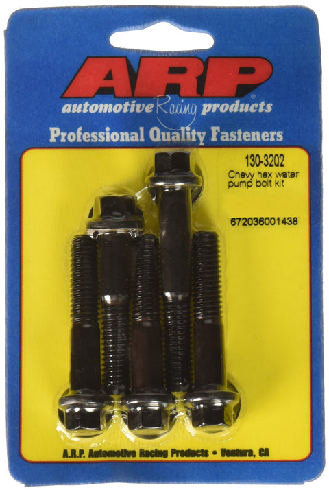 ARP 1303202 Water Pump Bolt Kit, Hex Style, Chrome Moly Steel With Black Oxide Finish, For Select Chevrolet V8 Applications