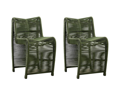 Lorenzo Rope Outdoor Patio Chairs, Set of 2 - Olive Green