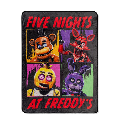 Five Nights at Freddy's Characters Raschel Throw Blanket | Soft Polyester Cover for Sofa, Bed | 45 x 60 Inches