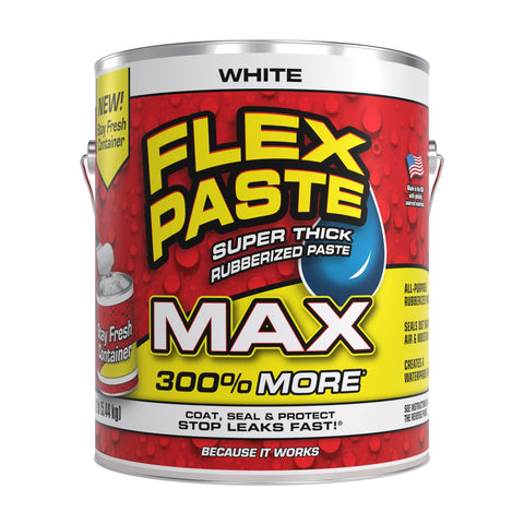 Flex Paste, Waterproof Paintable Putty, Spackle Sealant, Fill Gaps Cracks Holes - Block Out Water and Air - UV Resistant - Walls, Drywall, EPDM, Concrete, Roof, RV Repairs, White, MAX