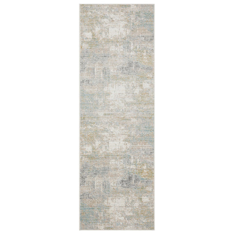 Oriental Weavers Cavett Area Rug - CAV01-2'7" x 7'9" - in Ivory/Teal - Modern Style, Stain Resistant, Family and Pet Friendly, Entryway, Hallway Runner Rug