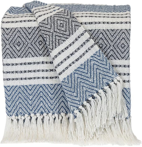 Parkland Collection Transitional Stripes Blue Rectangle 50 x 60 Throw