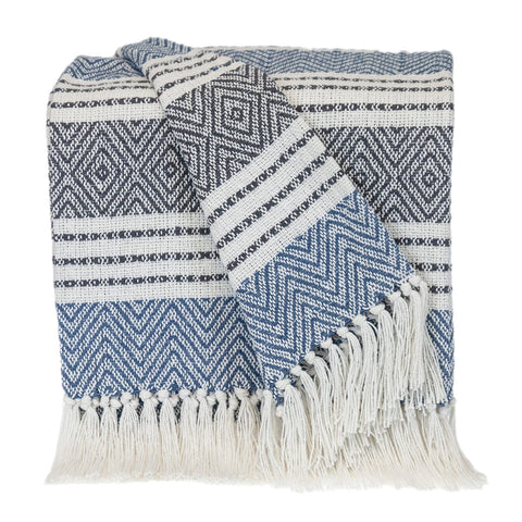 Parkland Collection Transitional Stripes Blue Rectangle 50 x 60 Throw