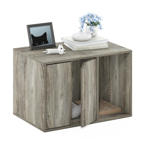 Furinno Peli Small Litter Box Enclosure French Oak Grey