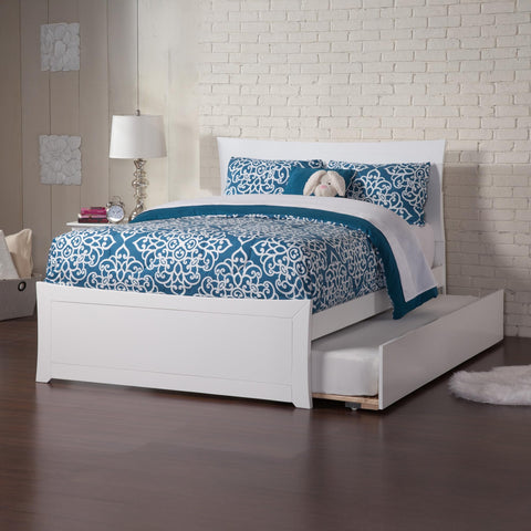 AFI Metro Full Size Platform Bed with Matching Footboard & Full Trundle in White