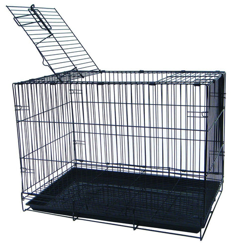 YML 20-Inch Small Animal Crate with Wire Bottom Grate and Black Plastic Tray, Black