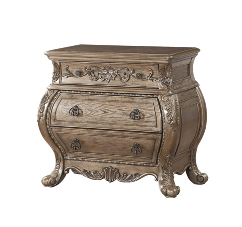 Acme Ragenardus Wood Nightstand with 3 Drawers in Vintage Oak