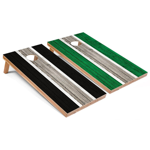 Skip's Garage Black and Kelly Striped All-Weather Cornhole Boards - PVC - Include CASE + Hole Lights