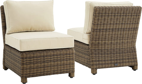 Bradenton 2Pc Armless Wicker Outdoor Chair Set Sand/Weathered Brown - 2 Armless Chairs