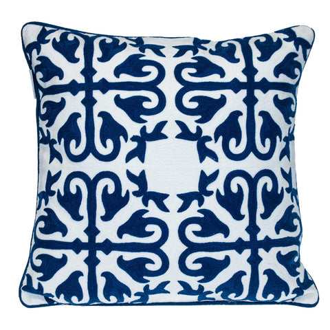 Parkland Collection Transitional Geometric Blue Square 20" x 20" Pillow