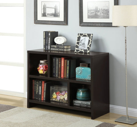 Convenience Concepts Northfield Console Bookcase 38" - 3 Tier Minimalist Living Room Bookshelf, Contemporary Console Entryway Hall Table, Foyer Display Table, Espresso