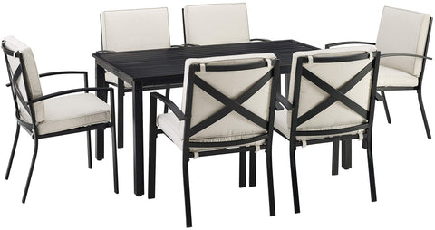 Kaplan 7Pc Outdoor Dining Set Oatmeal/Oil Rubbed Bronze - Table & 6 Chairs