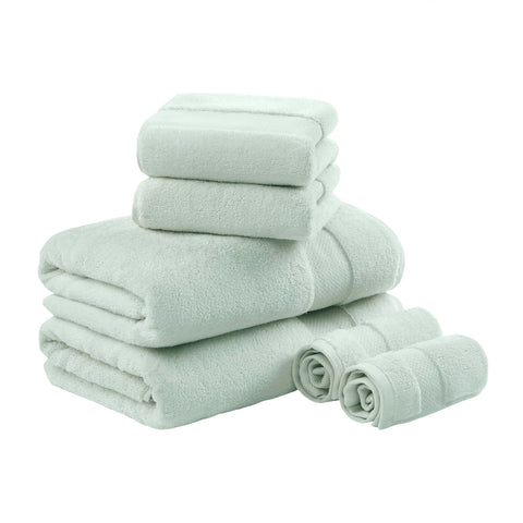Madison Park Turkish 100% Cotton 600Gsm Luxury Premium Thick Soft Absorbent Hotel Bathroom Towel Set Shower Hand Face Washcloths, Assorted Sizes, Seafoam 6 Piece