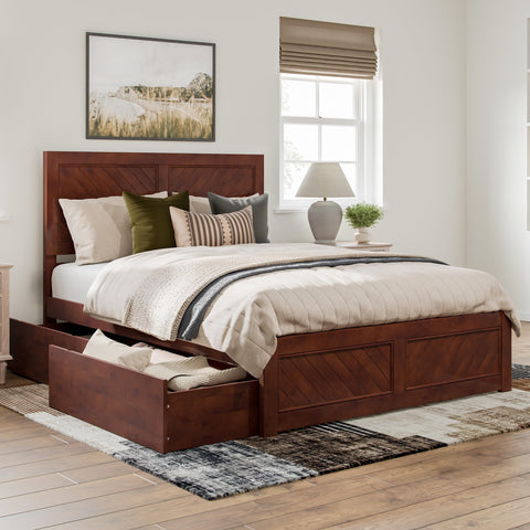 AFI, Canyon Queen Platform Bed with Matching Footboard & Storage Drawers, Walnut