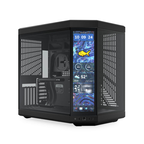 Hyte Y70 Touch Infinite Dual Chamber ATX Mid Tower Modern Aesthetic Case with Integrated 2.5K LCD Touchscreen - Pitch Black