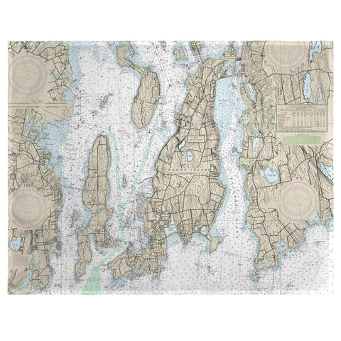 Betsy Drake PM13221NP 14 x 18 in. Narragansett Bay44; RI Nautical Map Place Mat - Set of 4