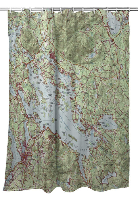 Betsy Drake SH967 70 x 72 in. Lake Winnipesaukee; NH Nautical Map Shower Curtain