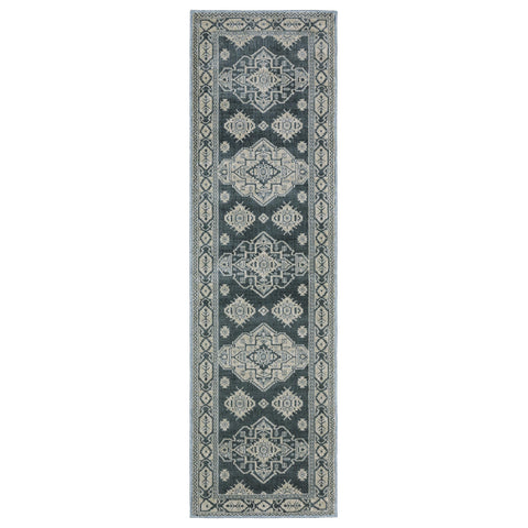 Oriental Weavers Intrigue Area Rug - INT05-2'3" x 7'6" - in Blue/Grey - Vintage Inspired, Stain Resistant, Family and Pet Friendly, Entryway, Hallway Runner Rug