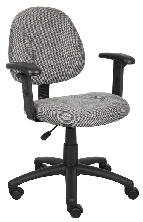 Boss Office Products Perfect Posture Delux Fabric Task Chair with Adjustable Arms in Grey, B316-GY