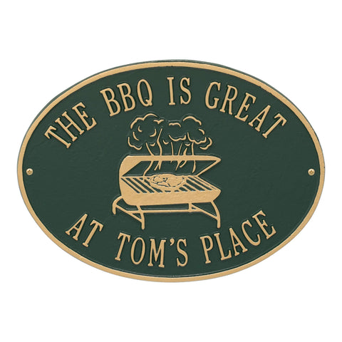Whitehall Round Grill Standard Plaque in Green and Gold