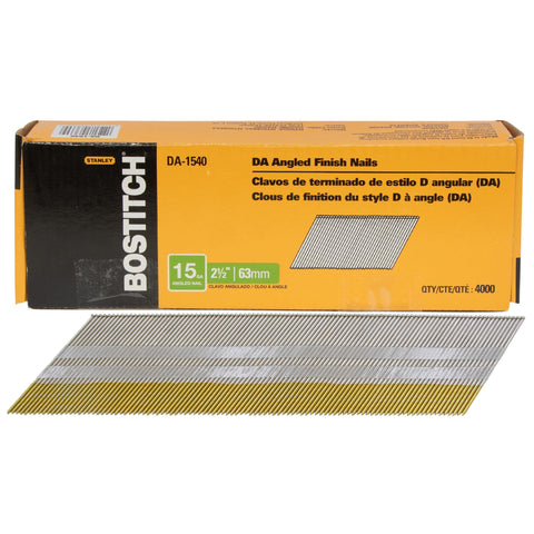 Bostitch 15 Ga. Smooth Shank Angled Strip Finish Nails 2-1/2 in. L x 0.12 in. Dia. 4000 pk