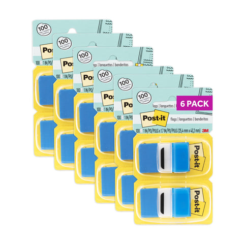 Post-it Flags Value Pack, 50/Dispenser, 12 Dispensers/Pack, 1 in Wide, Blue (680-BE12)