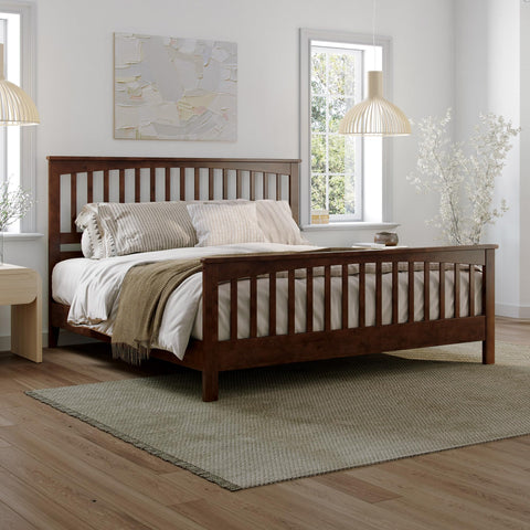 AFI, Camilla King Low Profile Platform Bed with Matching Footboard, Walnut