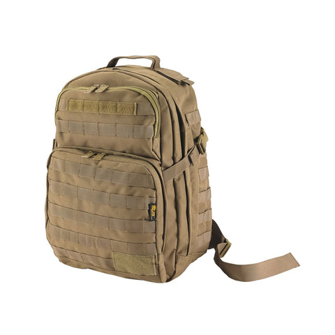 US PeaceKeeper Products P40325 - Sentinel Backpack - Heavy Duty Water Resistant Fabric - Padded Straps - Hydration Compartment - Ventilated - Tan