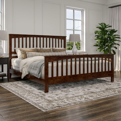AFI, Brooklyn King Foundation Bed Frame with Matching Footboard, Walnut