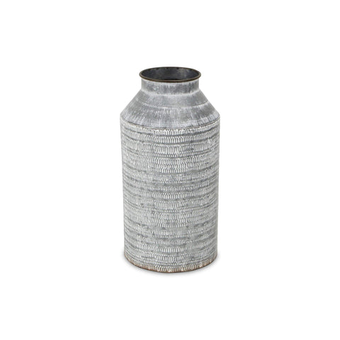 Cheung's White Washed Galvanized Metal Decorative Jug, Gray