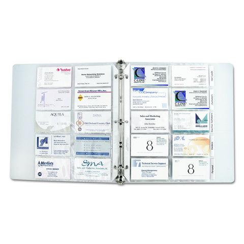 C-Line Business Card Holder Pages, Poly Without Tabs, 20 Cards/Page, 11 x 9 Inches, 5 Packs of 10 (61217-5)