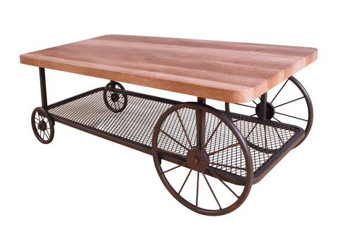 Acme Francie Rectangular Wooden Coffee Table with Shelf in Oak and Antique Gray