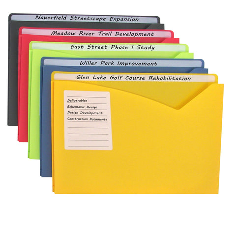 C-Line Write-On Poly File Jackets, Straight Tab, Letter Size, Assorted Colors, Pack of 25
