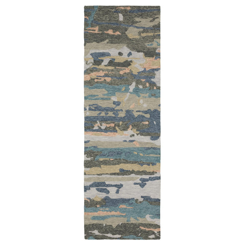 Oriental Weavers Kipton Hand-Made Wool Area Rug - KIP01-2'6" x 8' - in Grey/Blue - Modern Style, Hand-Made Wool Rugs, Entryway, Hallway Runner Rug