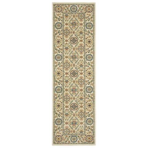Oriental Weavers Francesca Area Rug - FR07A - 2'3" x 7'6" - in Ivory/Multi - Vintage Inspired, Stain Resistant, Family and Pet Friendly, Entryway, Hallway Runner Rug
