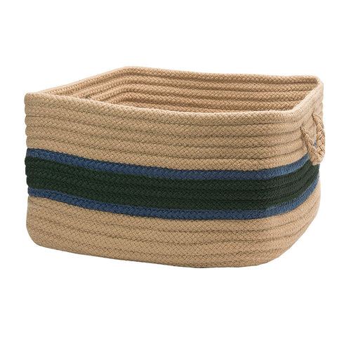 Garden Banded Square Basket - Myrtle Green/Jasmine 18inch x18inch x12inch