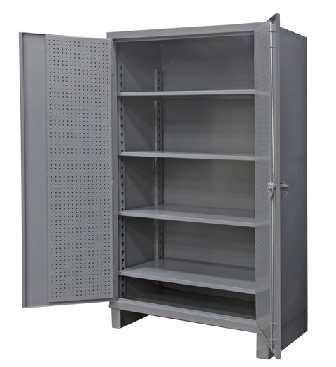 Durham Extra Heavy Duty Welded 12 Gauge Steel Pegboard and Shelf Cabinet, HDCP243678-4S95, 1900 lbs Shelf Capacity, 24" Length x 36" Width x 78" Height, 4 Shelves